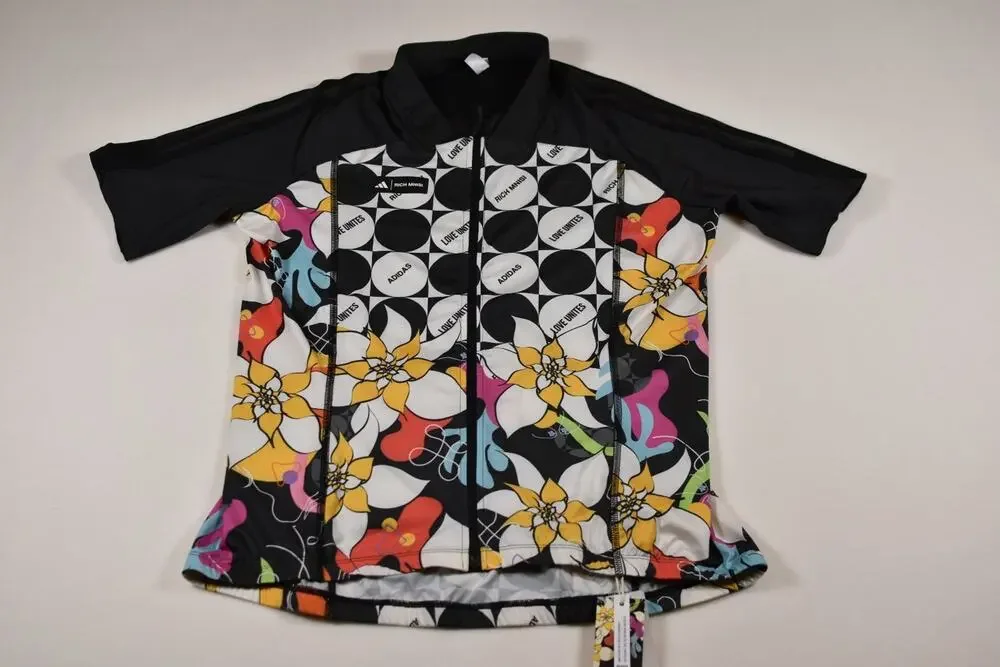 adidas Rich Mnisi Pride Cycling Jersey Womens 1X Black Floral Aeroready